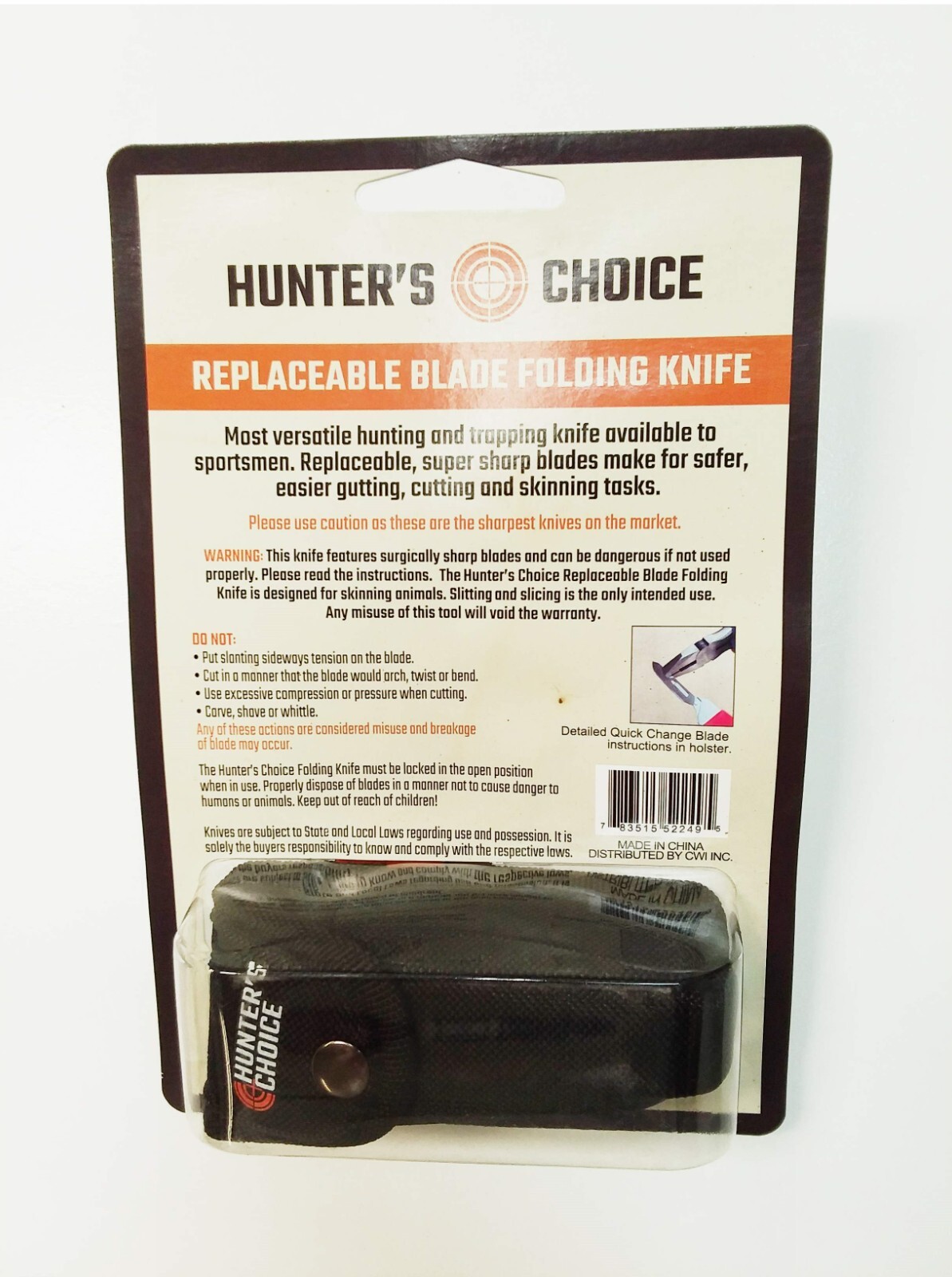 Hunter's Choice Replaceable Blade Folding Knife, w/ 10 Wiebe Wicked Sharp Blades
