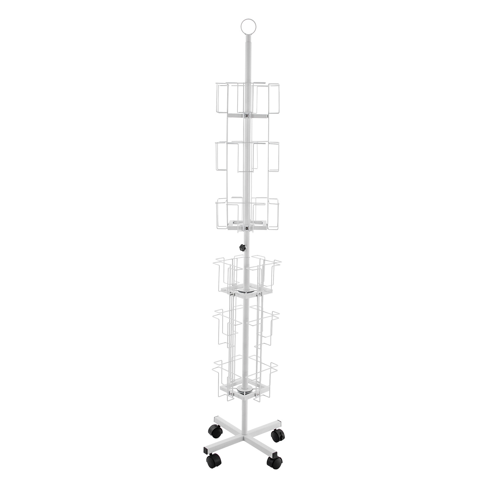 Greeting Cards Display Rack,24-Pocket Rotating Postcard Stand with 4 Wheel Brake