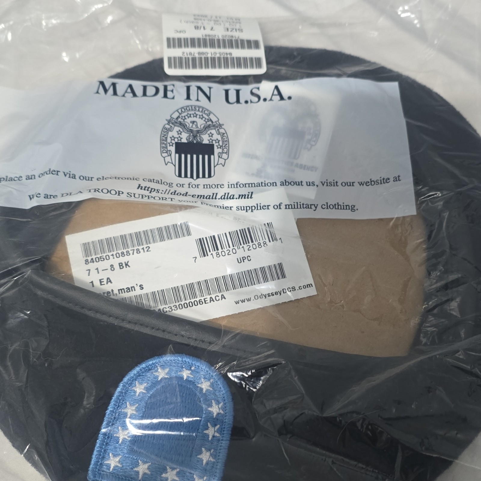 Garrison Collection Military Beret & Cap Black 7 1/8 NSN Made in USA