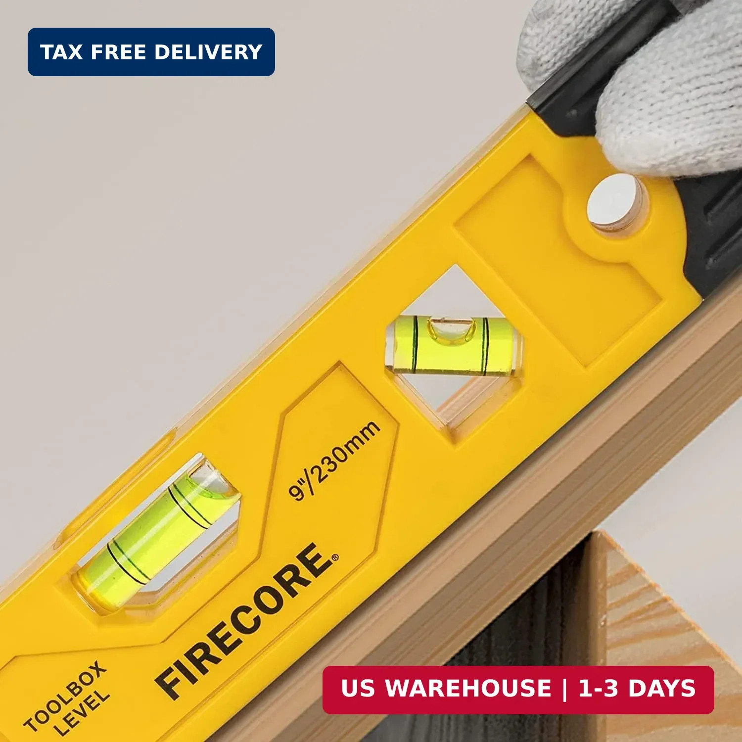 Firecore 3pcs Magnetic Torpedo Level, 9-Inch Shockproof Toolbox Level with 3 Bub