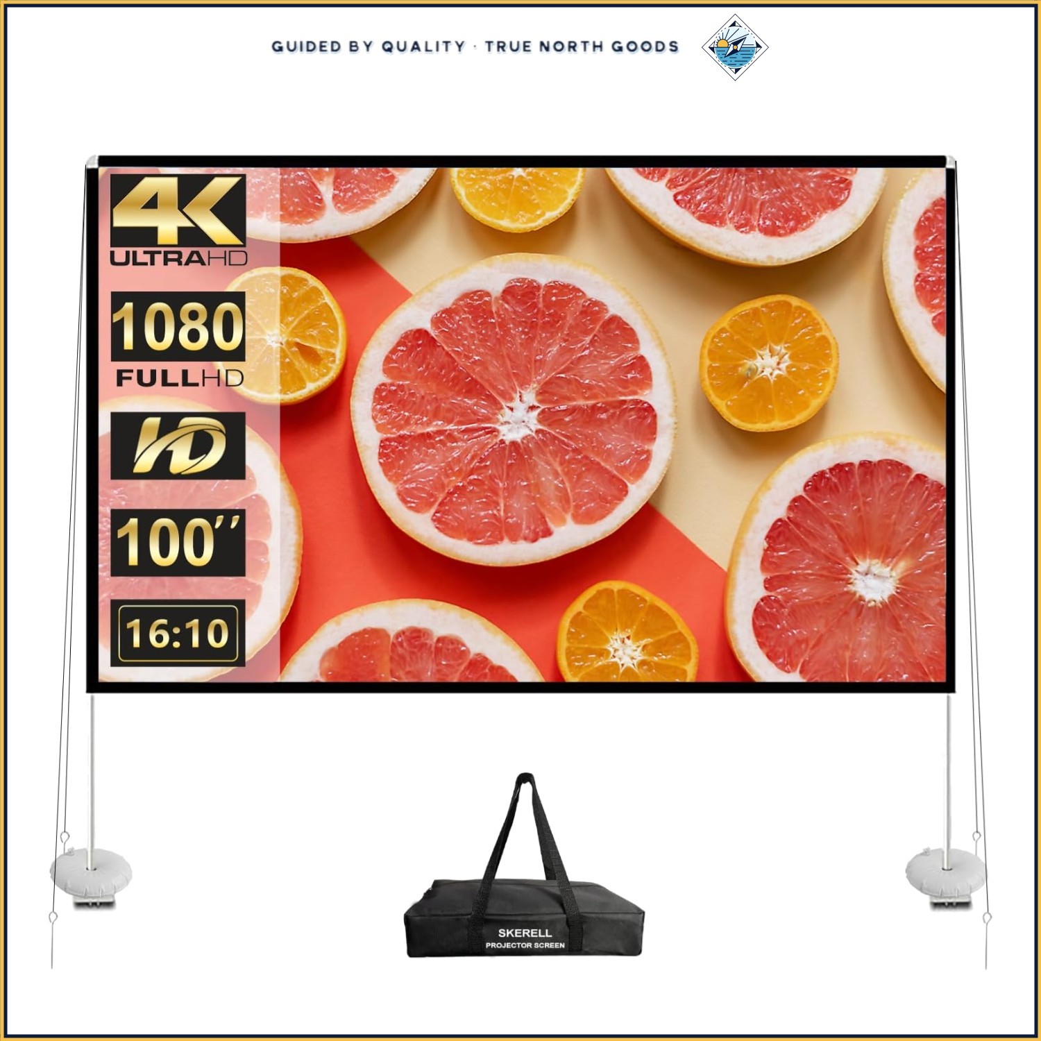 100 Inch Portable Outdoor Projector Screen with Stand for Backyard Theater