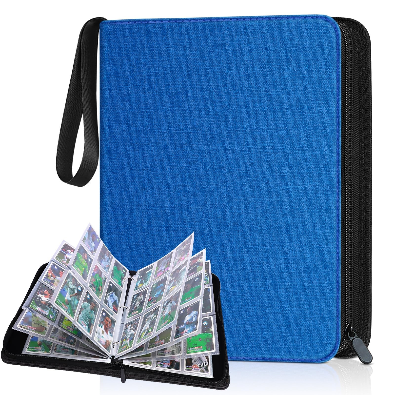 900 Pockets Card Binder, Trading Card Album Display Holder, PU Cover Zip Bind...