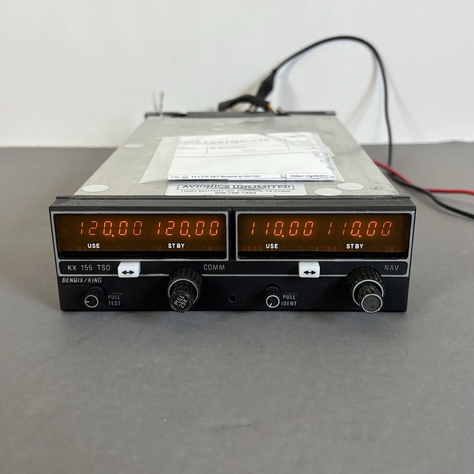 Bendix King KX 155 Nav/Com Glideslope 28 Volt 069-1024-35 With New 8130