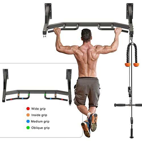 48" Wall Mounted Multifunction Cable Pulley System Gym, 48" Wall Mounted
