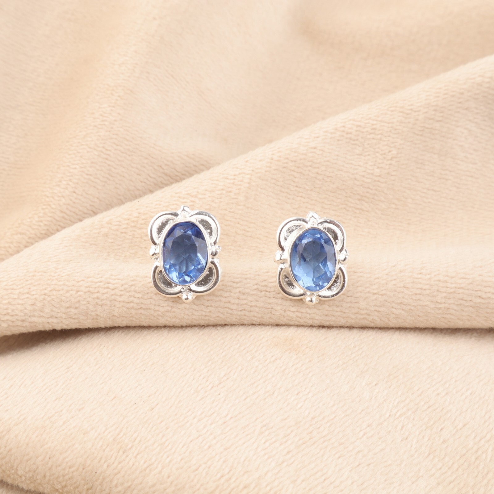 Natural Tanzanite Wedding Stud Post Mother Earrings Jewelry 925 Sterling Silver