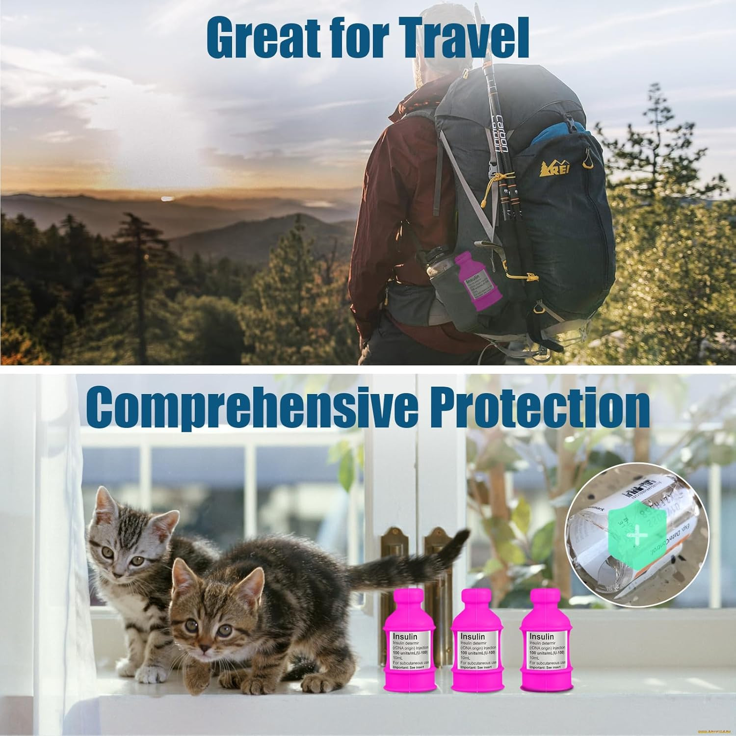 3-Pack Insulin Vial Protector Sleeve Silicone Case for 10mL Vials Pink
