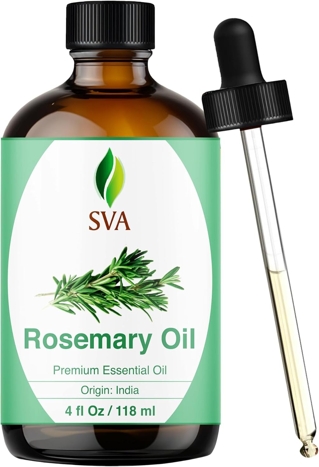 SVA Rosemary Essential Oil – 4 Fl Oz – 100% Natural Rosemary Oil for Hair, Face,