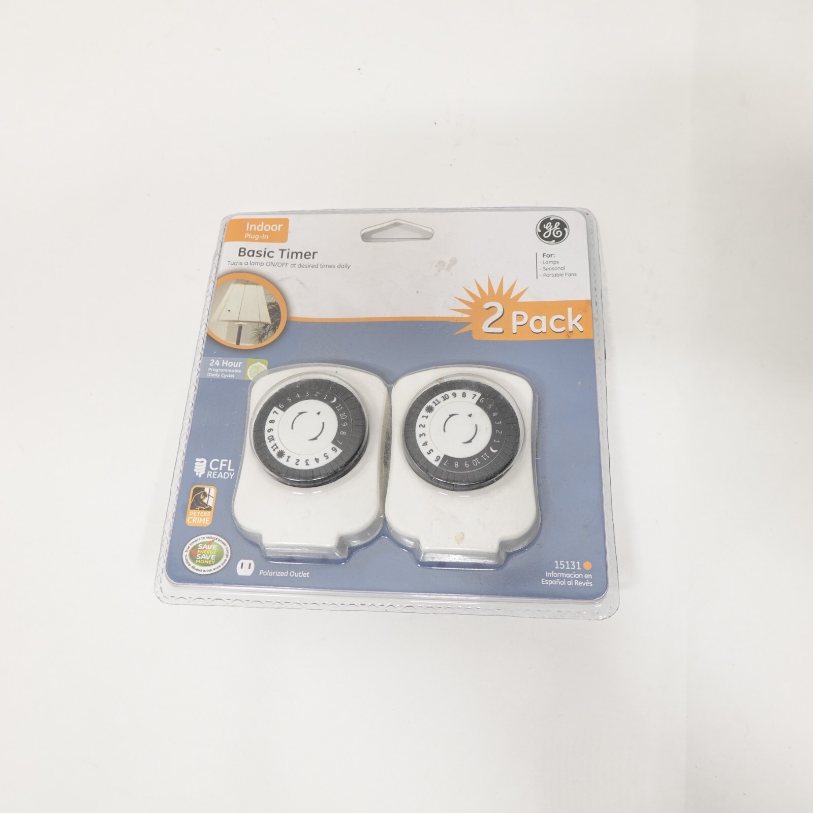 NEW GE Indoor Plug In Basic Timer 2 In Pack CFL Ready 24 Hr Programmable 15131