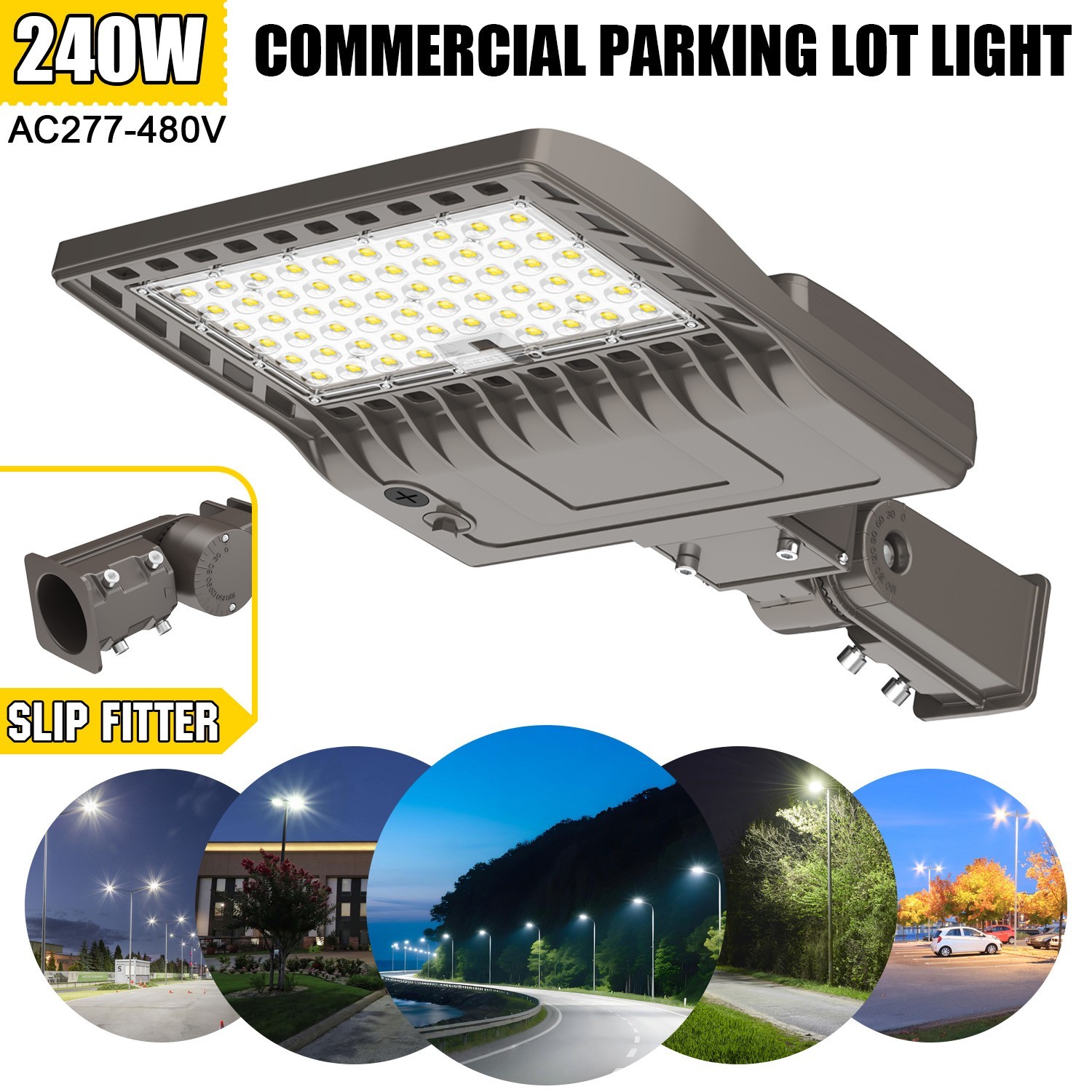 240W LED Parking Lot Light Commercial Shoebox Street Security Area Flood Lights