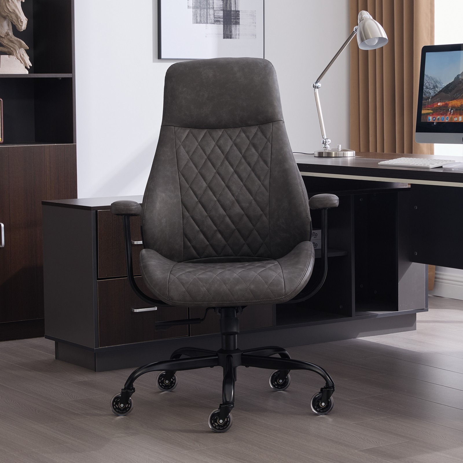 Diamond Quilted PU Leather Office Chair with Premium Durable Construction