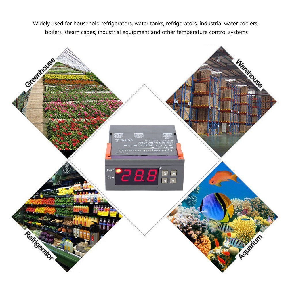 MH1210F Digital Temperature Control Controller Thermostat -58~194℉ Fahrenheit Se