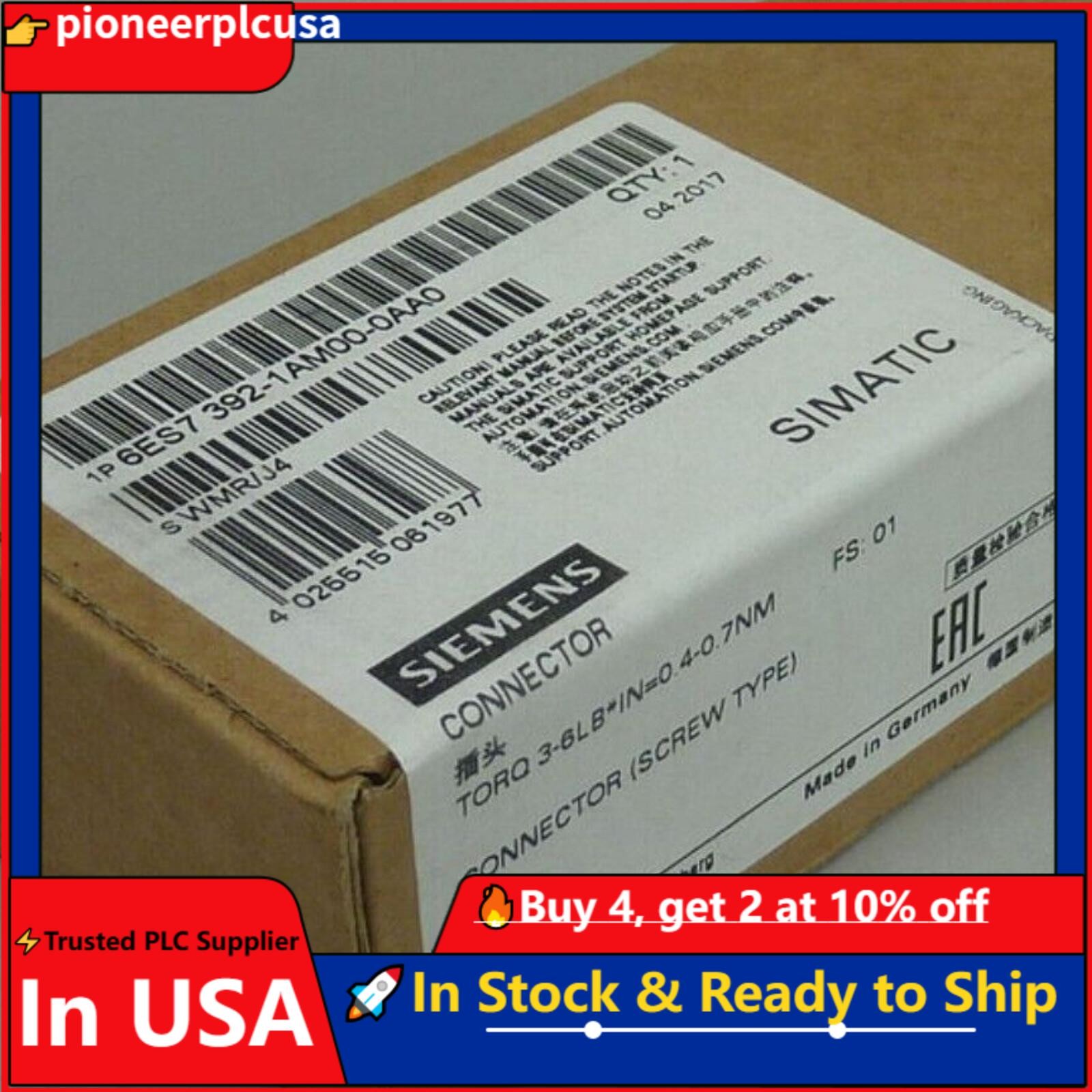 New Siemens SIMATIC S7-300 Front connector 6ES7392-1AM00-0AA0 6ES73921AM000AA0