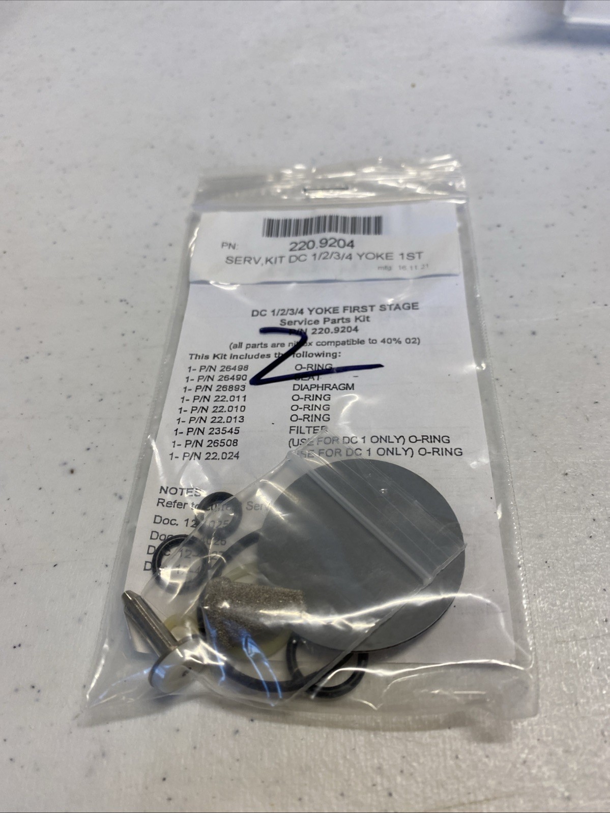 Hollis DC 1/2/3/4 Yoke 1st Stage Service Kit (220.9204)