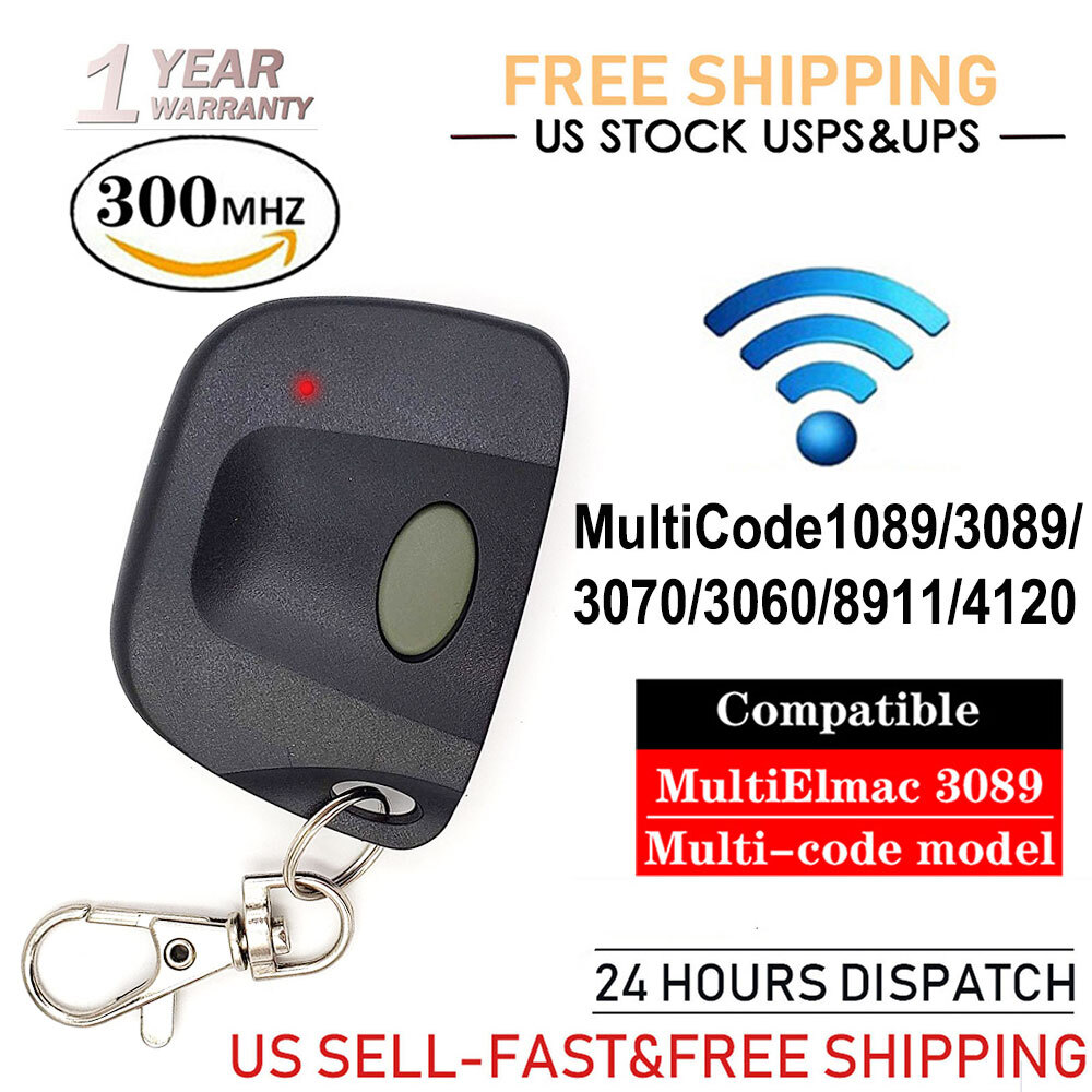 Multi-Code 3089 308911 Gate Garage Door Opener 300MHz 10 DIP Code Remote Control