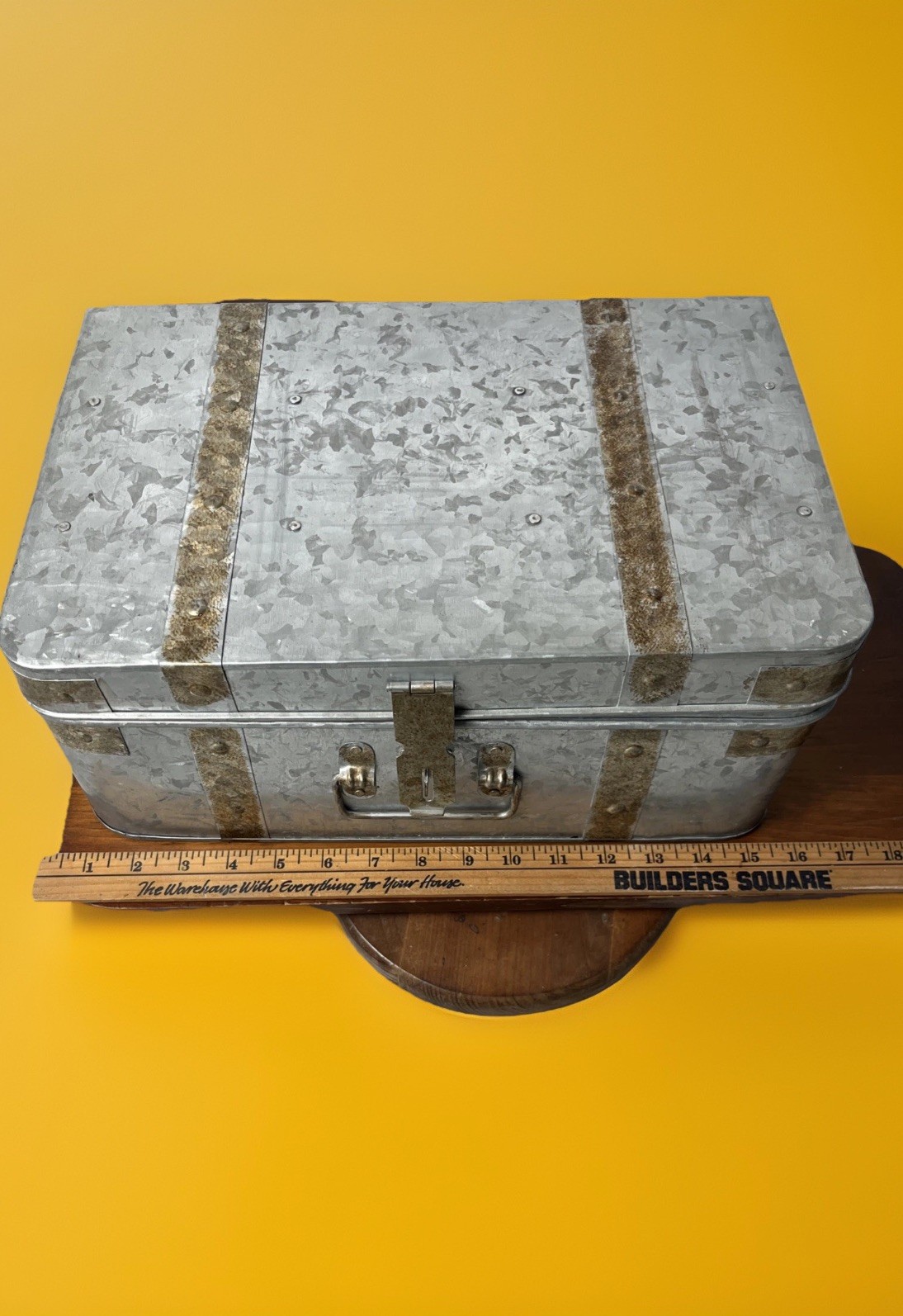 Galvanized 2pc Nesting Trunk Suitcase Lot Lockable Farm House Cottage Decor