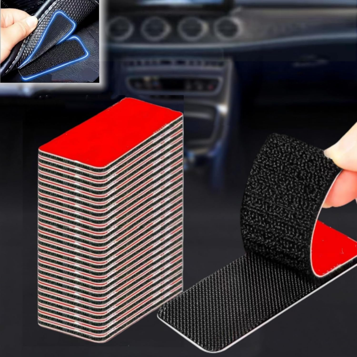 Hook and Loop Strips 24 Sets 3.2X1.2 Inch for Walls Sofa Cushions Car Mats