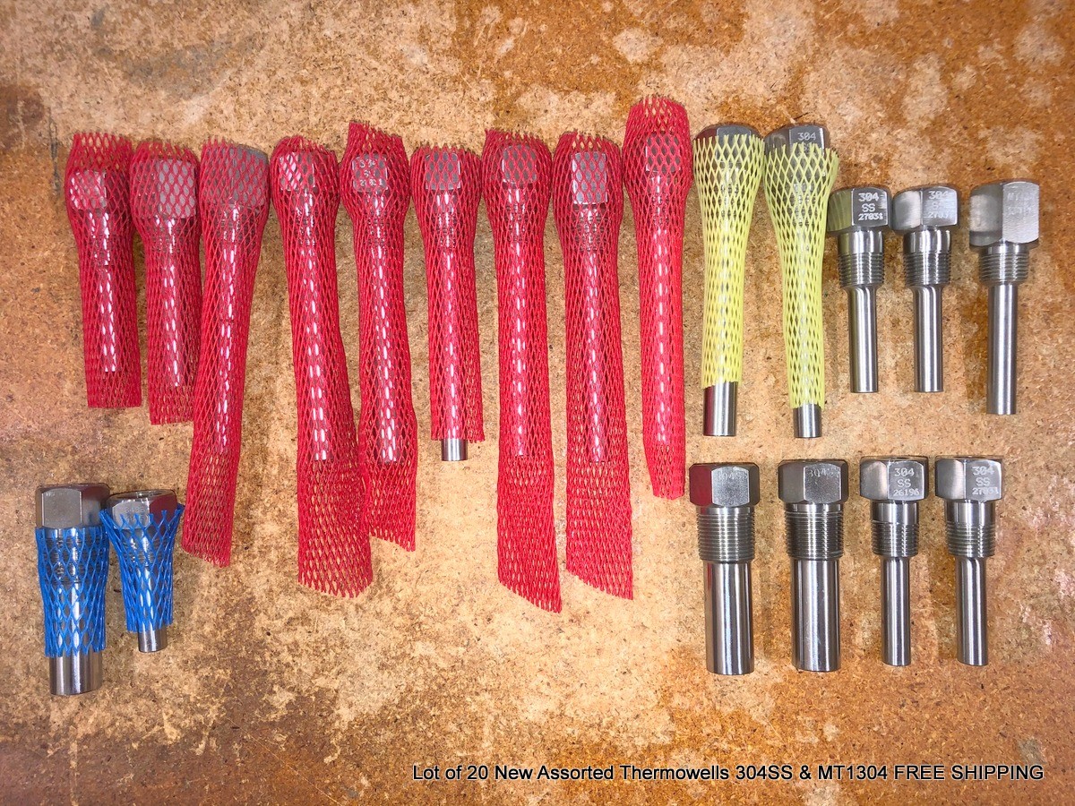 Lot of 20 New Assorted Thermowells 304SS & MT1304 FREE SHIPPING