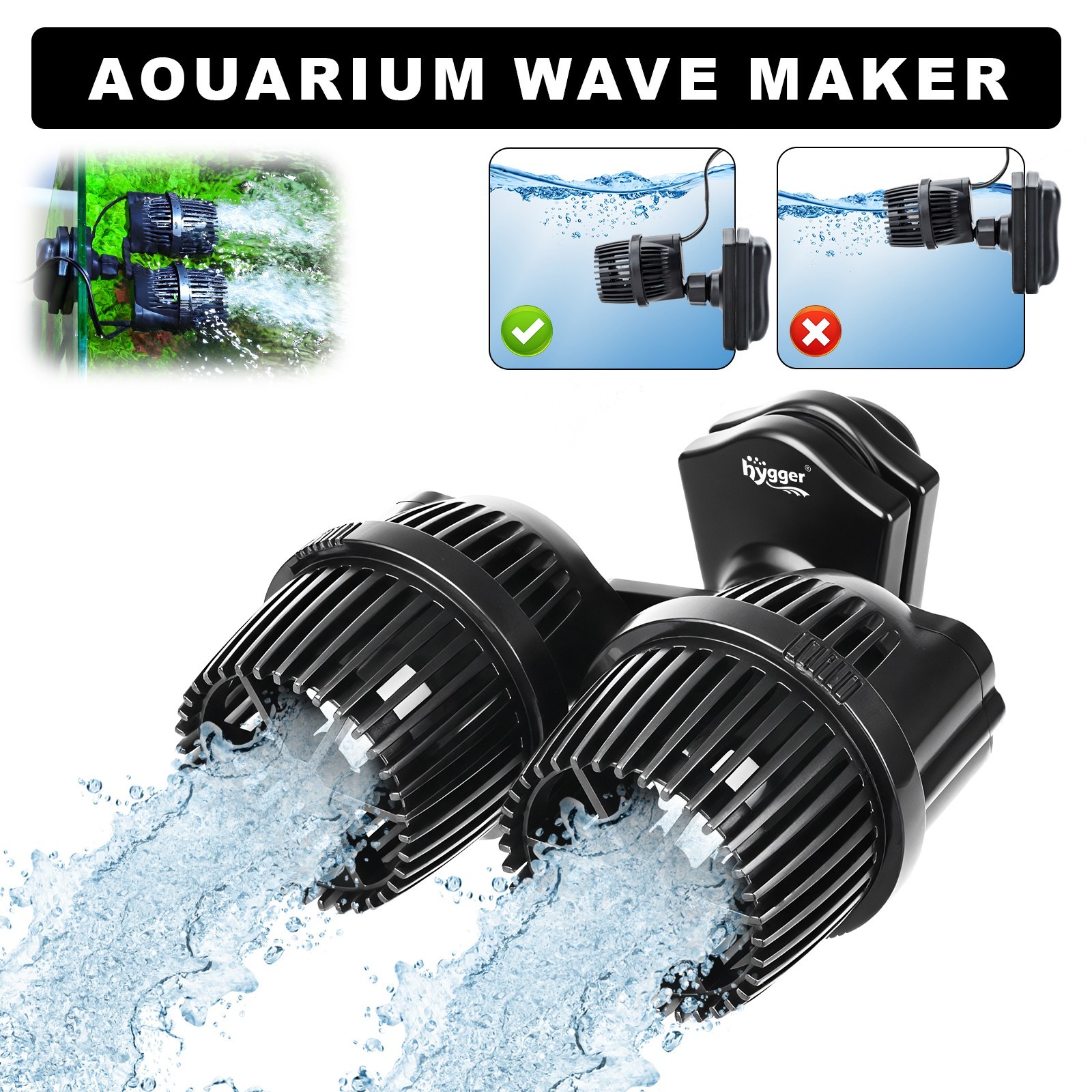 hygger 2100GPH 4200GPH Wave Maker for Aquarium Marine Reef Fish Tank Flow Pump