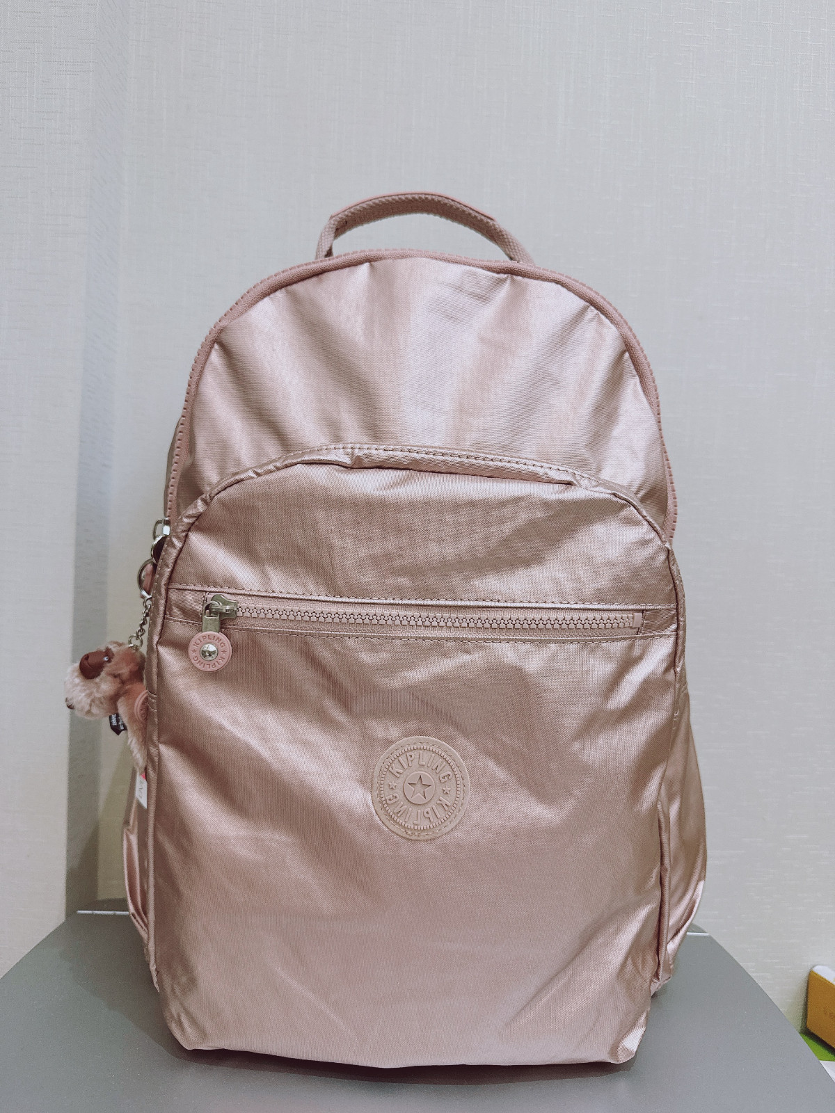 NWT Kipling Seoul vintage laptop Large Backpack in Metallic PINK zipper 45cm