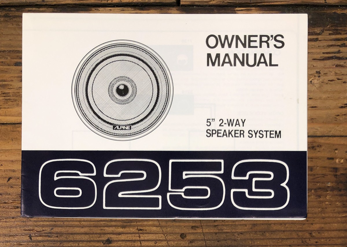 Alpine Model 6253 Speaker Owners / User Manual *Original*