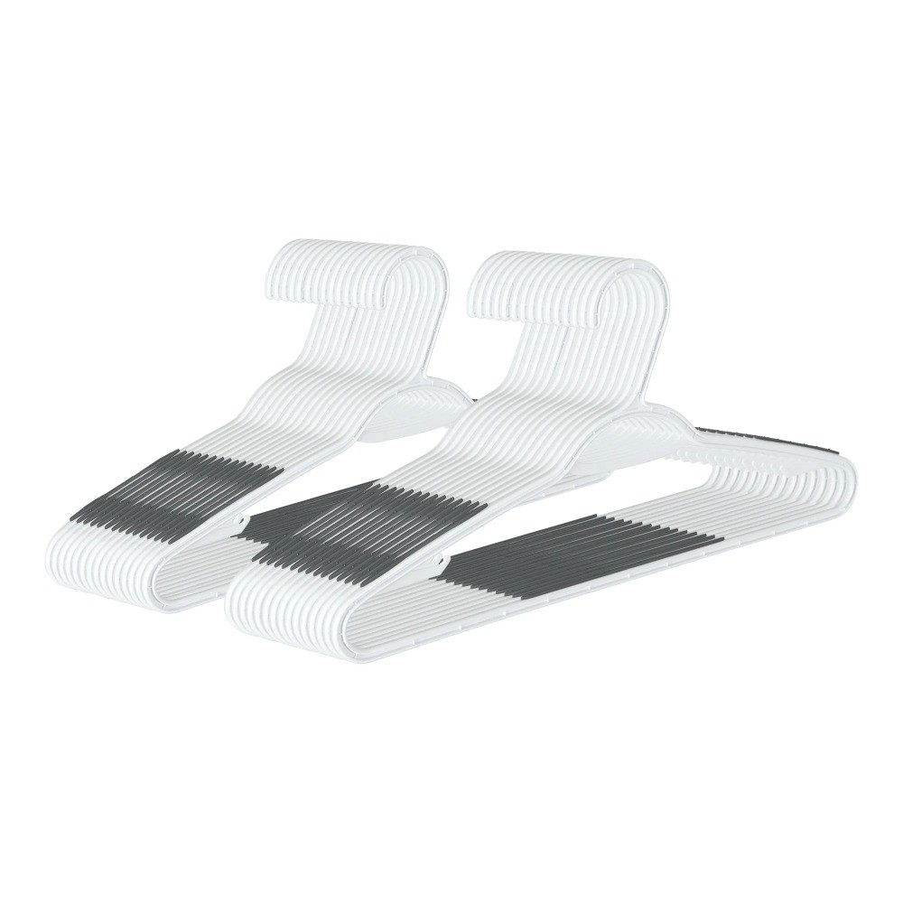 (2 pack)Plastic Non Slip Clothing Hangers, 30 Count, White