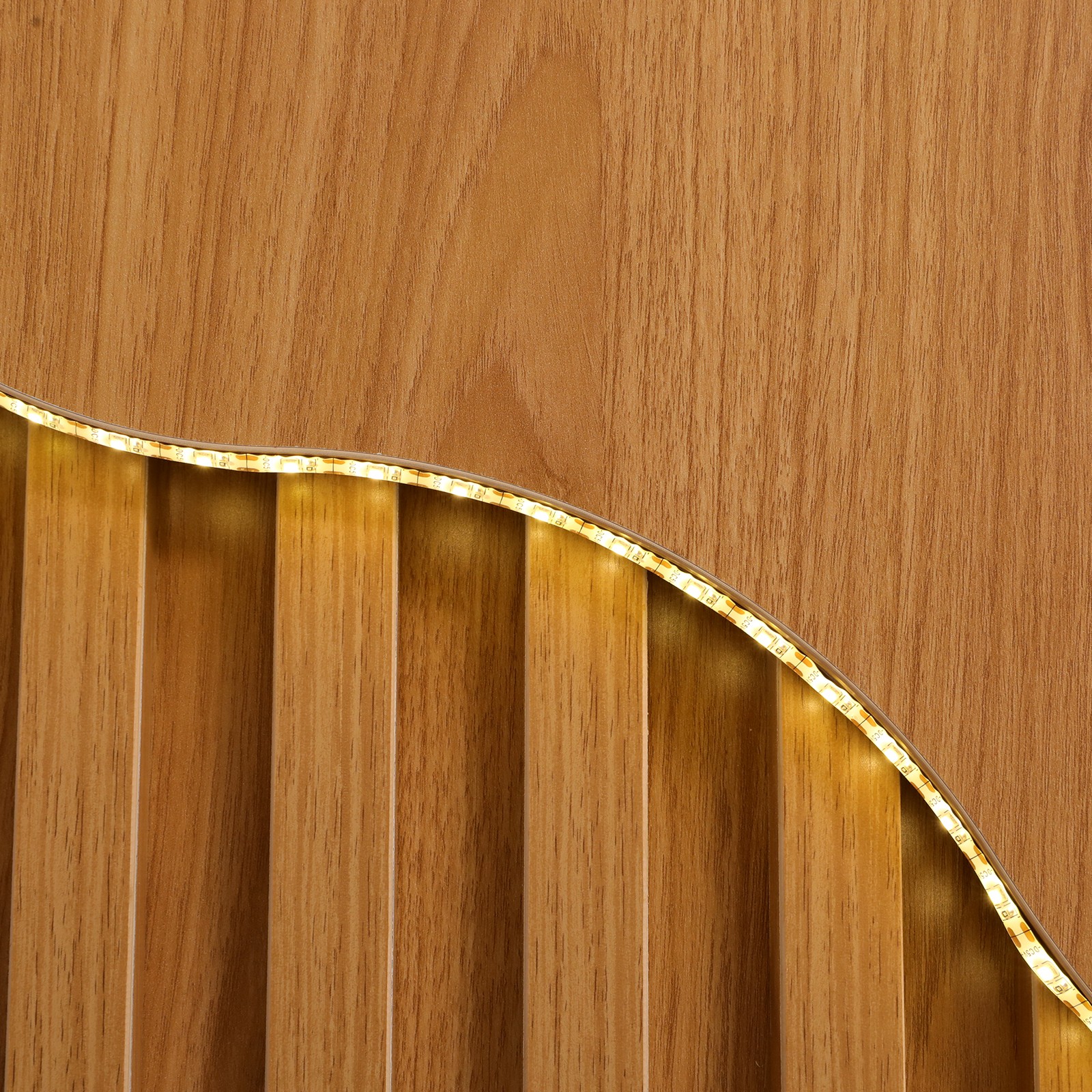 Oak Color Reception Desk with LED Reception Counter With a Lockable Drawer