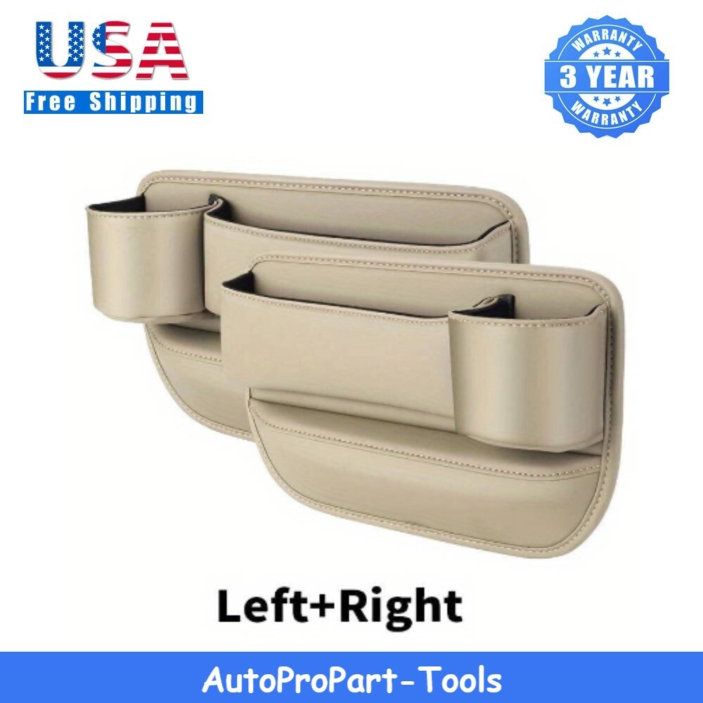 2 Pack Car Leather Cup Holder Gap Bag - Car Seat Gap Filler & Organizer