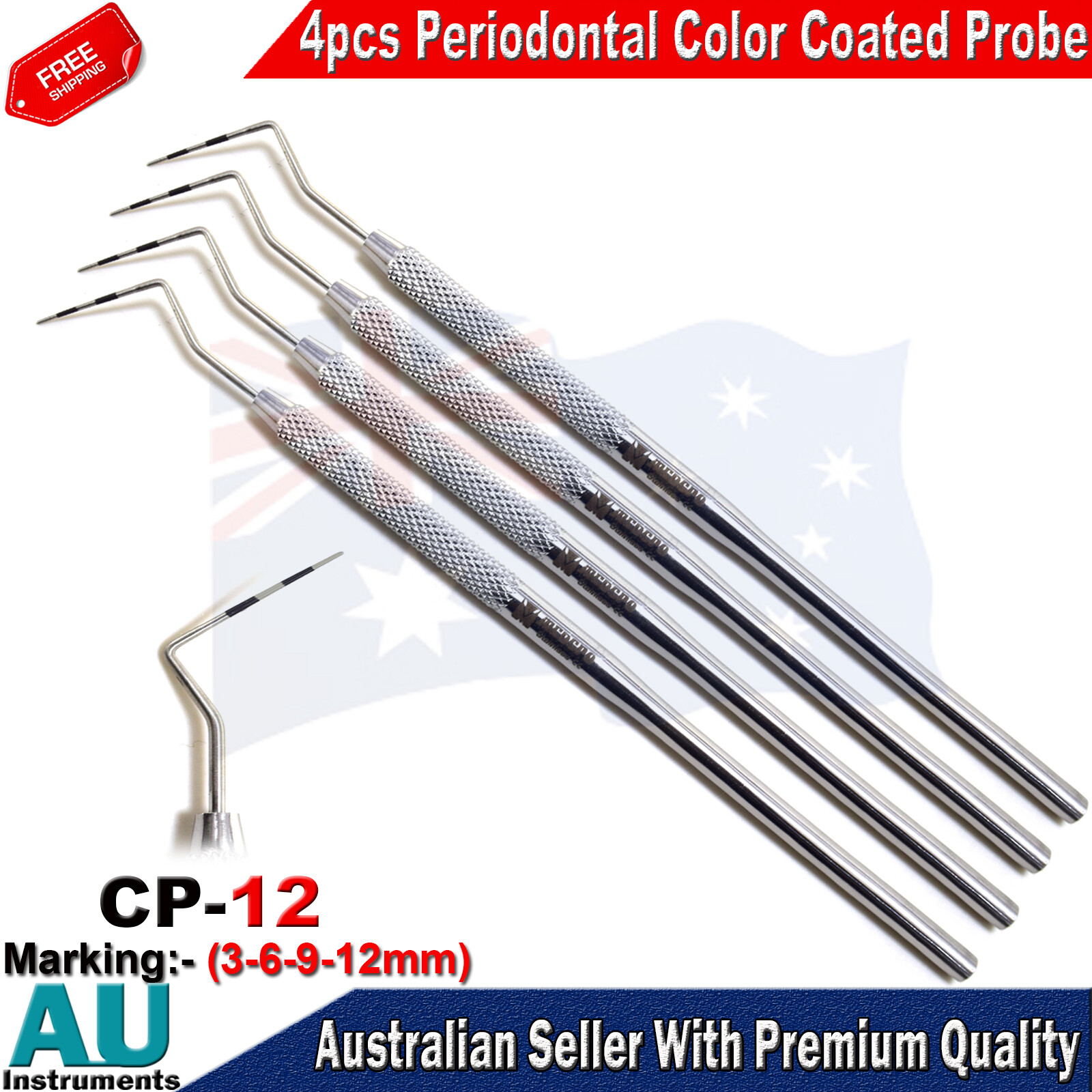 Periodontal Dental CP-12 Probe Measurement of Pocket Depth Perio Color Coated CE