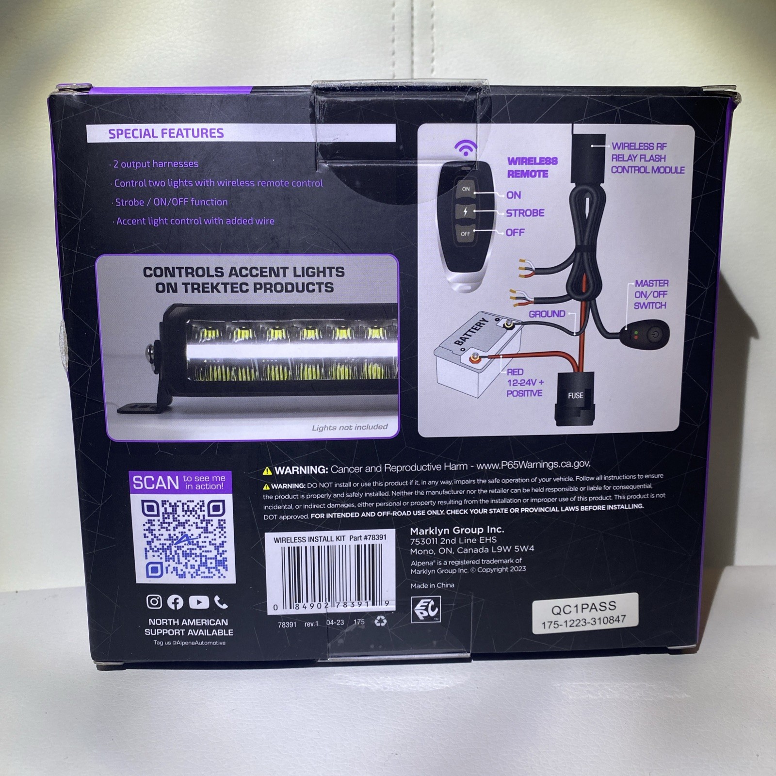 Alpena 78391 Wireless Install Kit - Powers 2 Lights QC1PASS