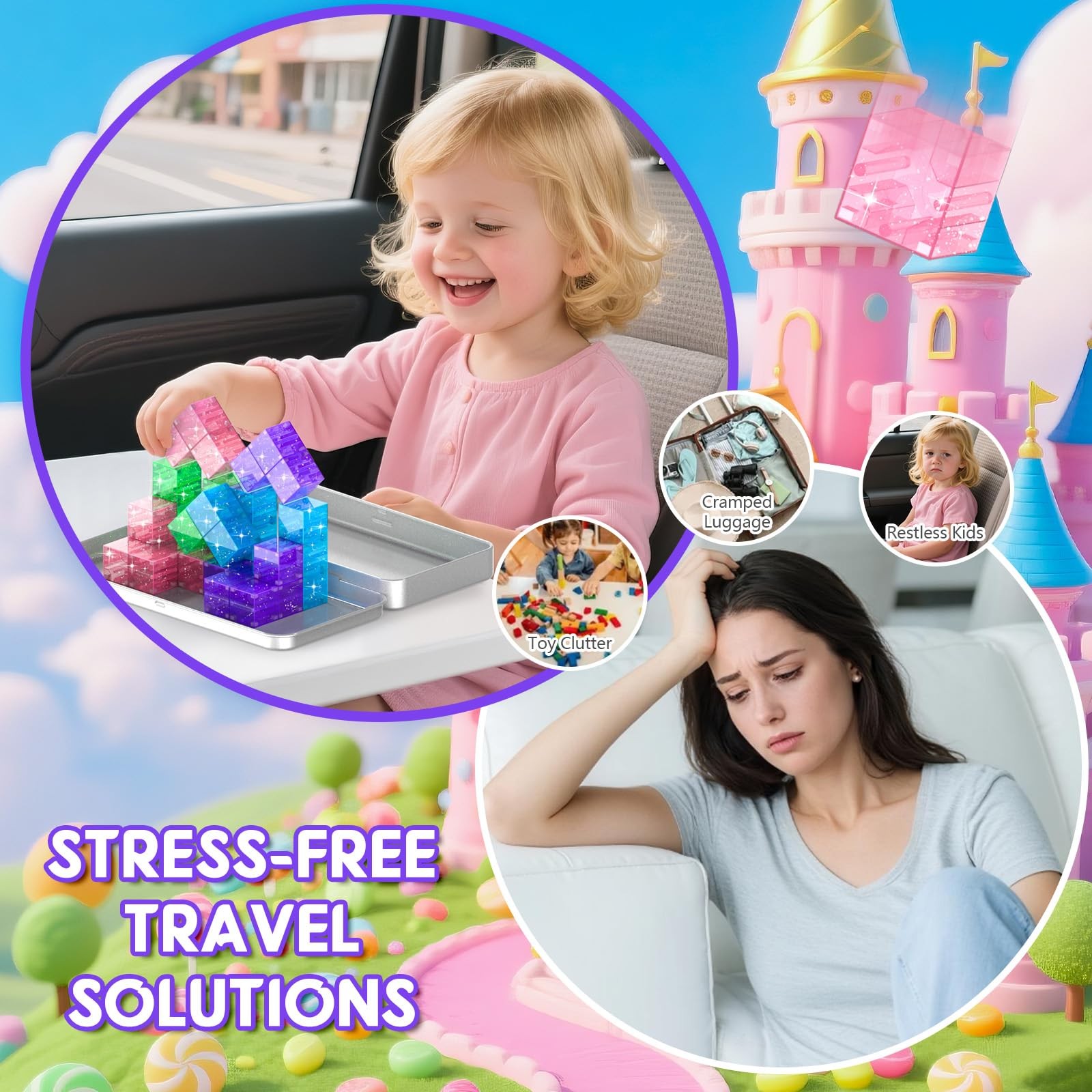 CZCUUDZ Magnetic Blocks Travel, 35PCS Mini Magnetic Blocks for Toddlers, STEM Bu
