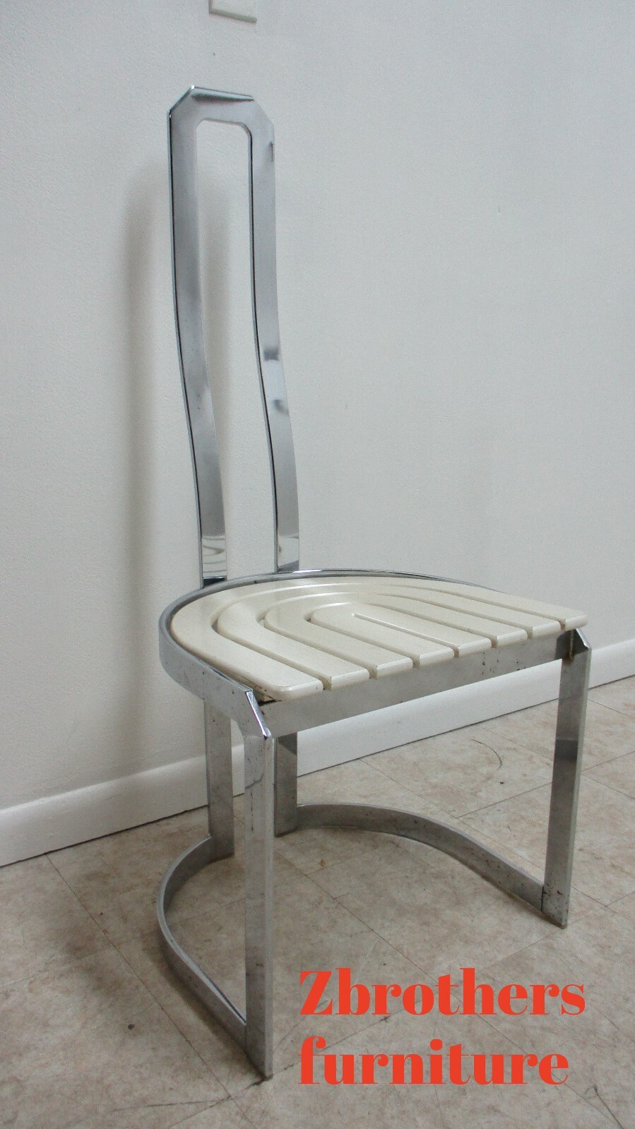 Vintage Design Institute Chrome High Back Dining Room Side Chair Mid Century B