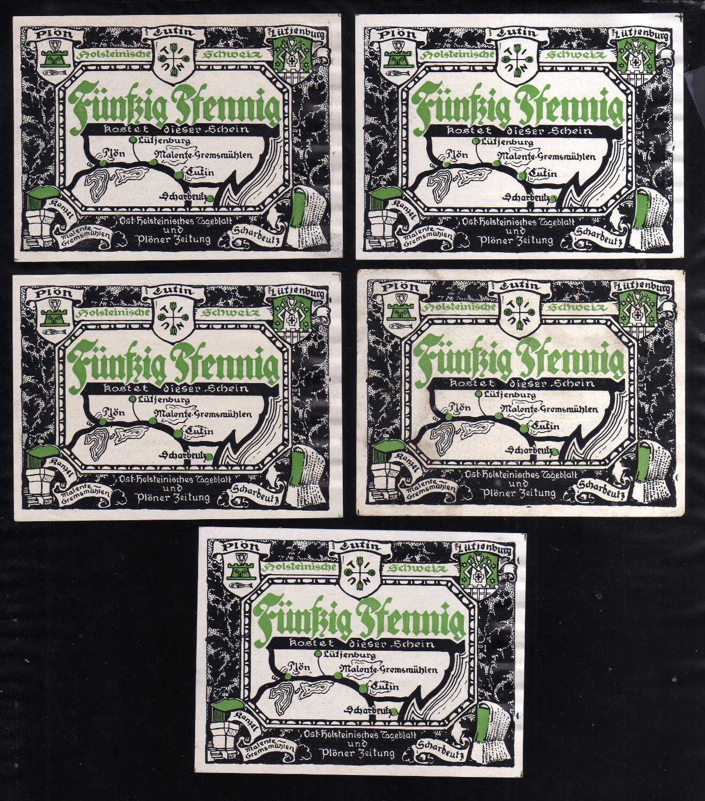 PLON - GERMANY NOTGELD - 5 X 50 PFENNIG