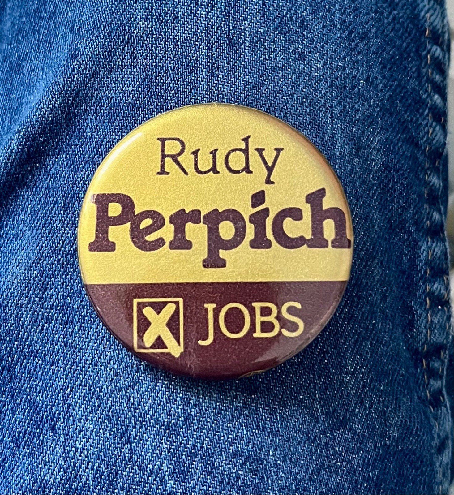 1970's Rudy Purpich Means Jobs 2 1/4" Cello Minnesota Governor Pinback
