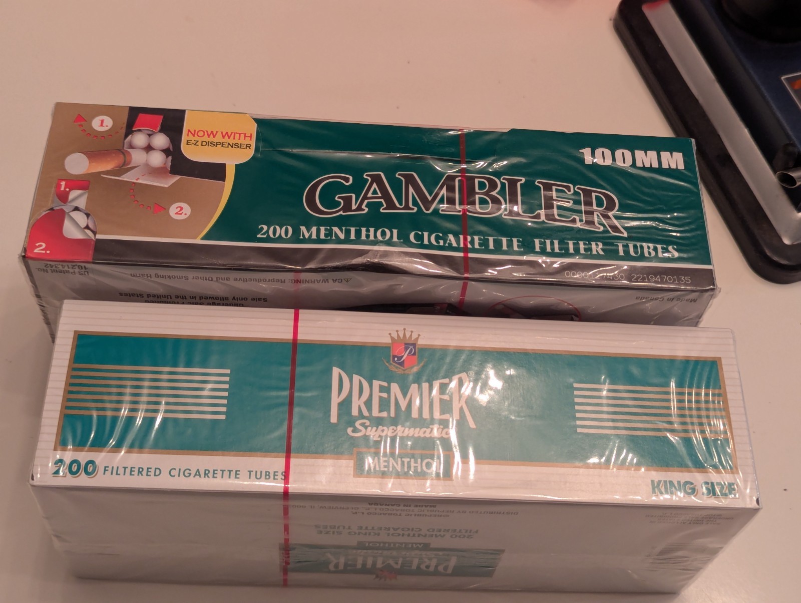 PREMIER Supermatic Cigarette Injector Machine + 2 Boxes Menthol Filter Tubes 200