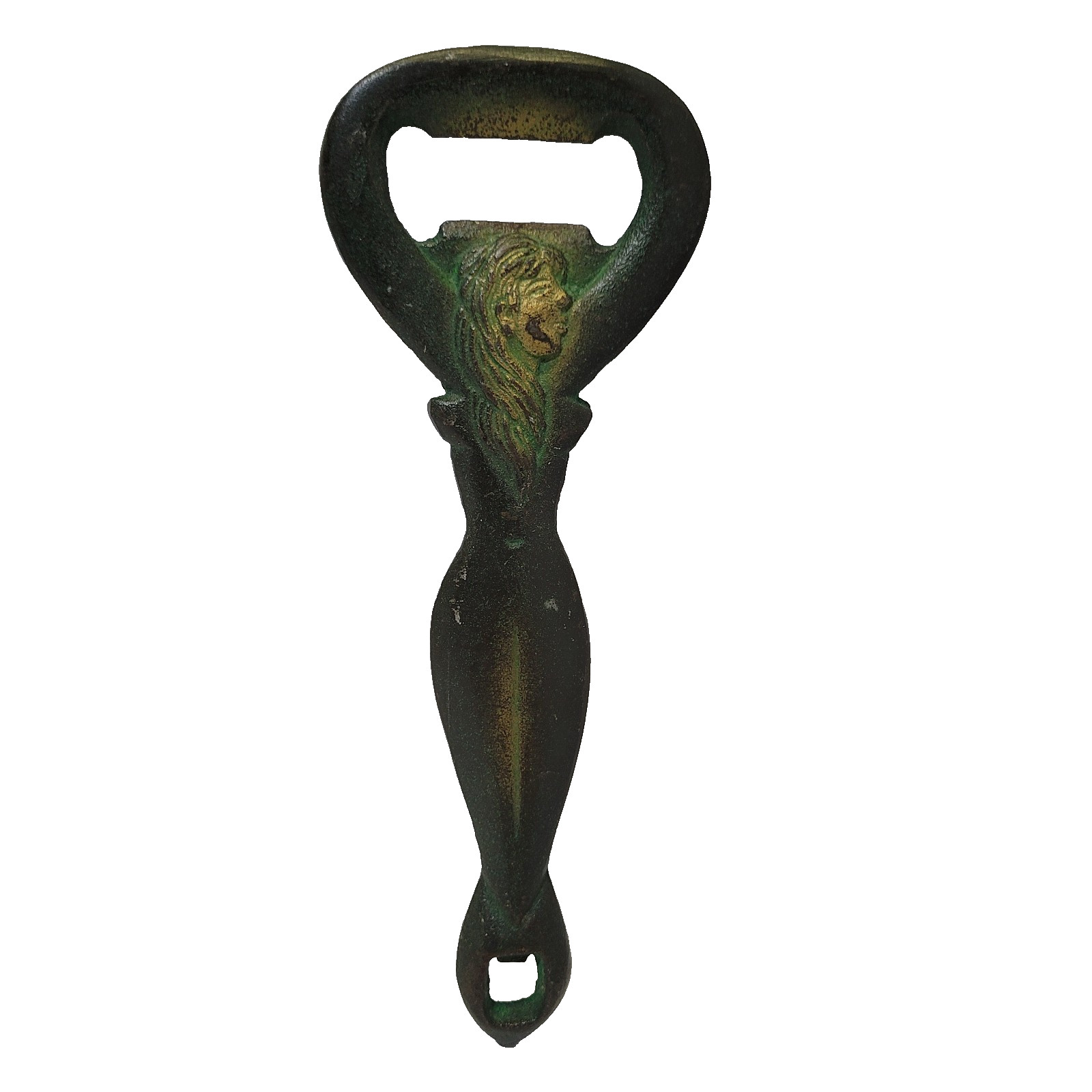 Cast Metal Bottle Opener Woman Figural 7.75in