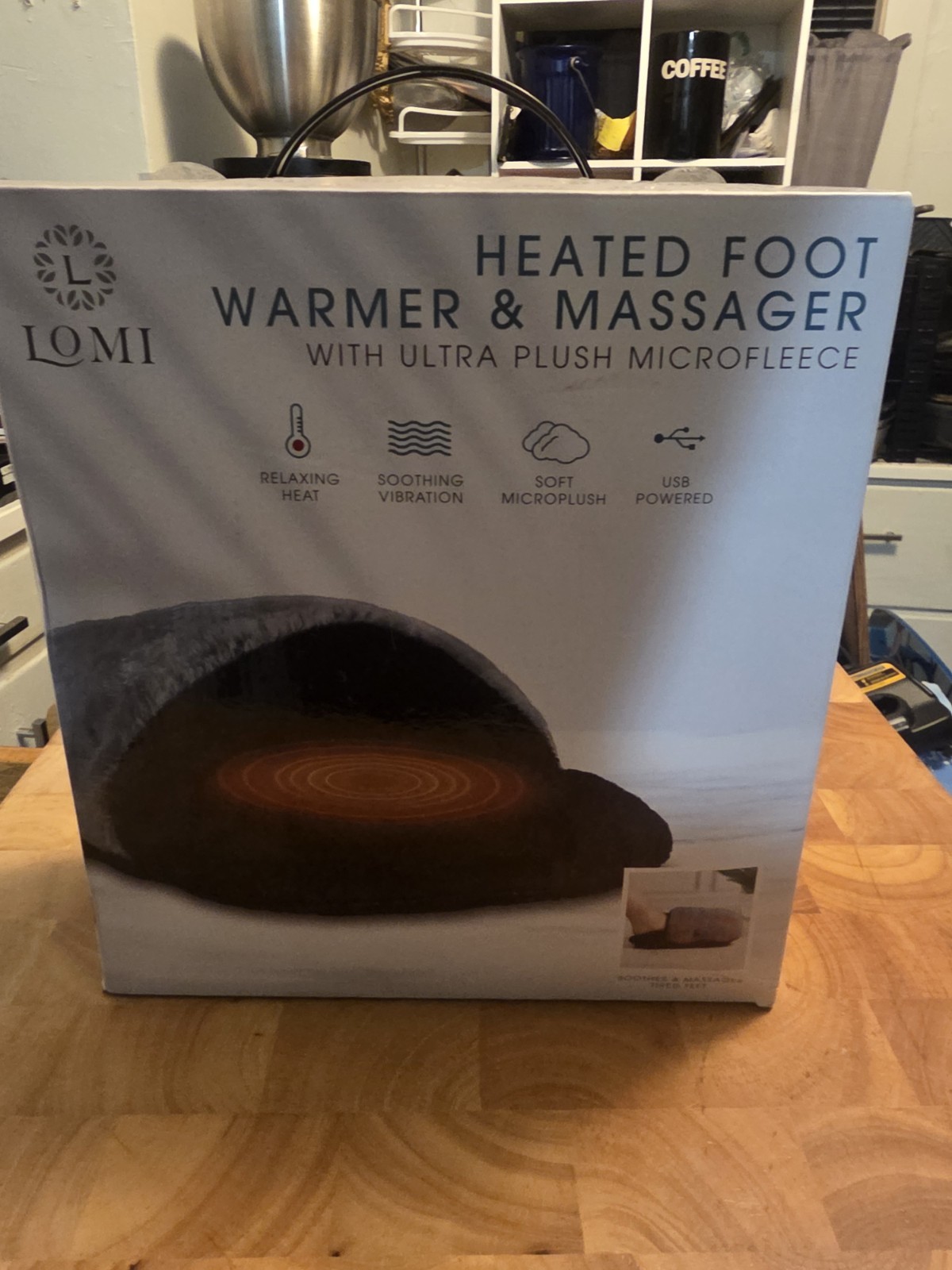 LOMI Heated Foot Warmer & Massager Vibration Slip Resistant USB Gray Feet