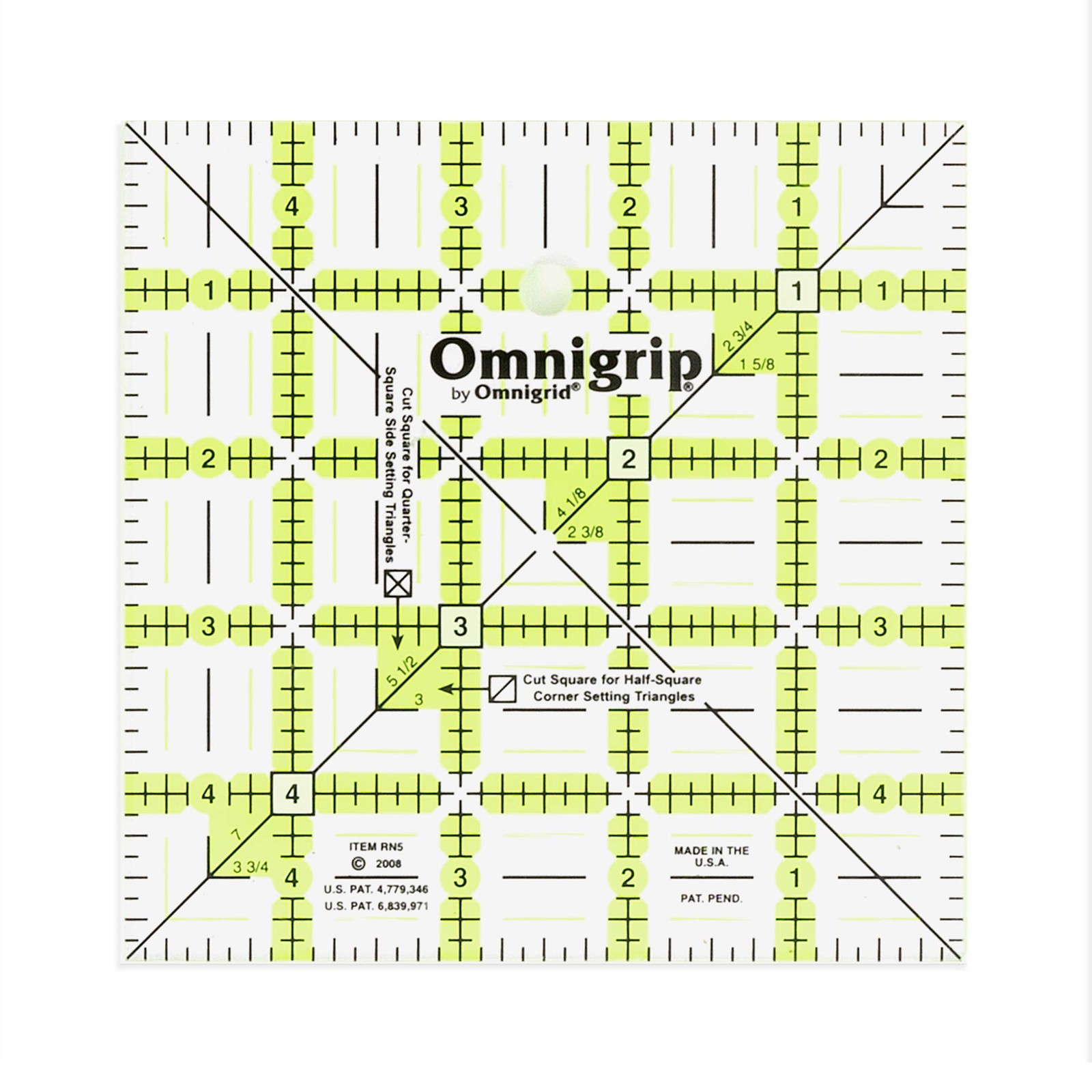 Omnigrip by Omnigrid Non-Slip Ruler, 5" Square x 5", Clear