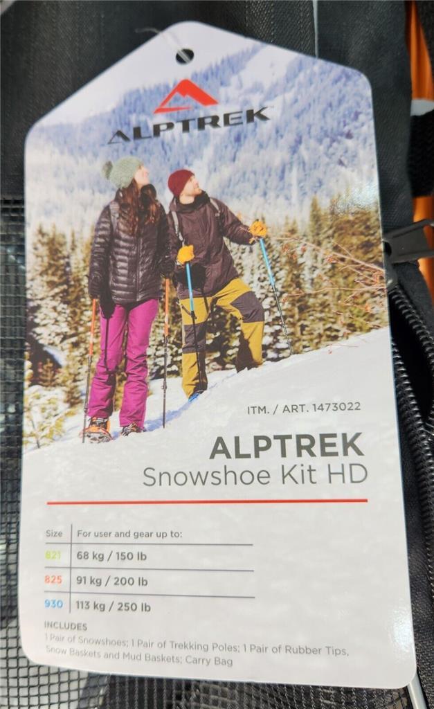 ALPTREK 825 Snowshoe Kit Sawtooth Angular Frame Large 8" x 25" 200 lbs