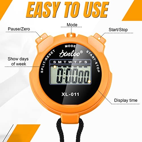 Pack of 12 Orange Multi Function Digital Stopwatch Timers