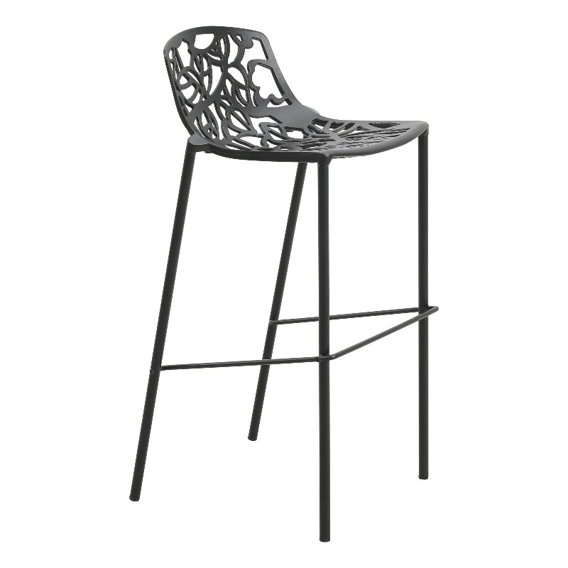 LeisureMod Devon Modern Bar Stool with Powder Coated Aluminum Frame Black