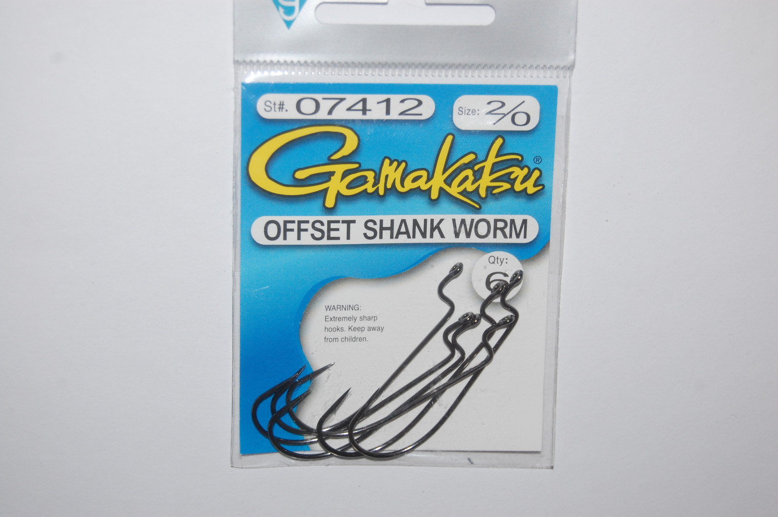 4 packs gamakatsu offset shank worm hooks 2/0 nickel silver black 07412