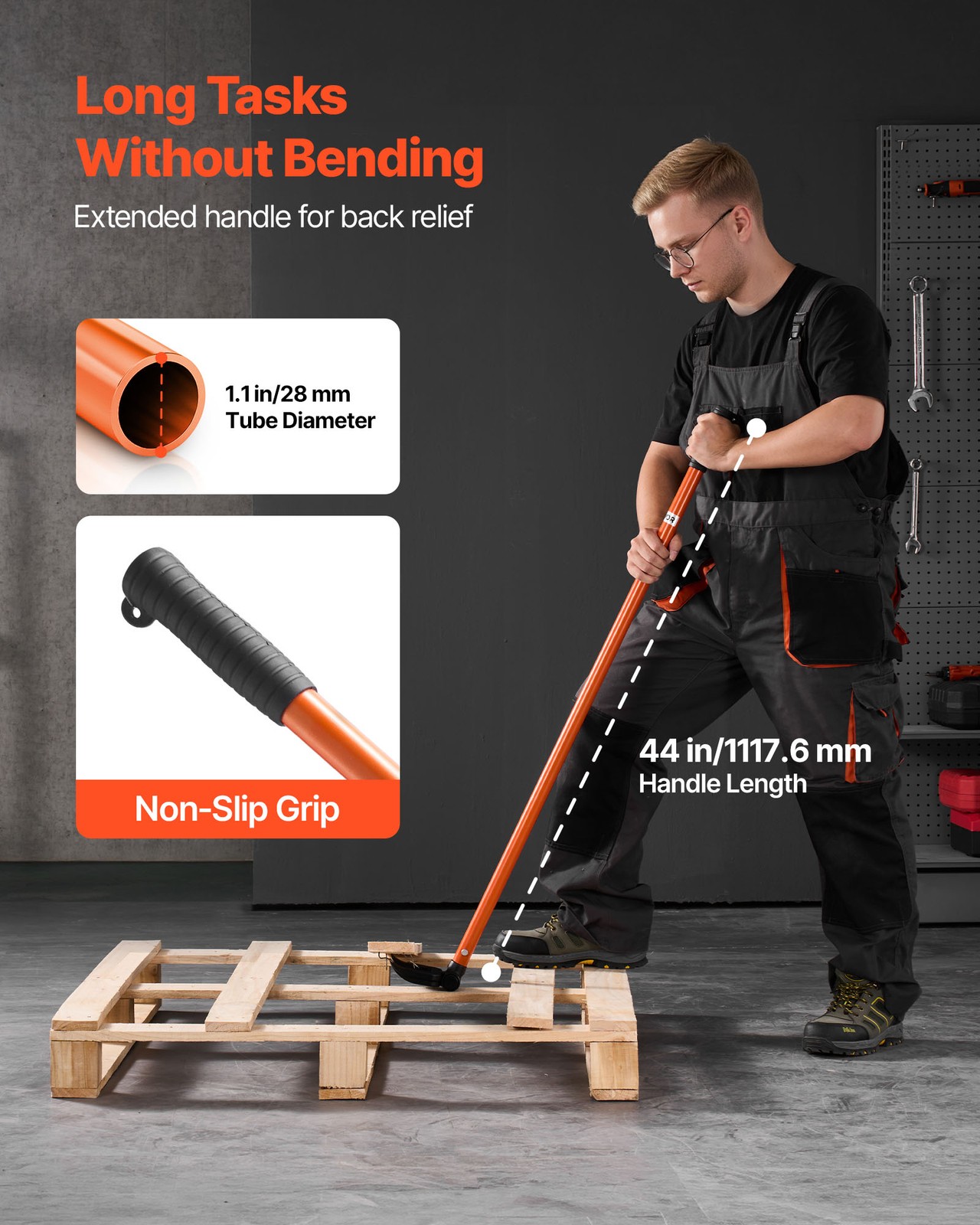 VEVOR Pallet Buster Tool 44 Inch Handle Pry Bar 2000 lbs Deck Removal Tool