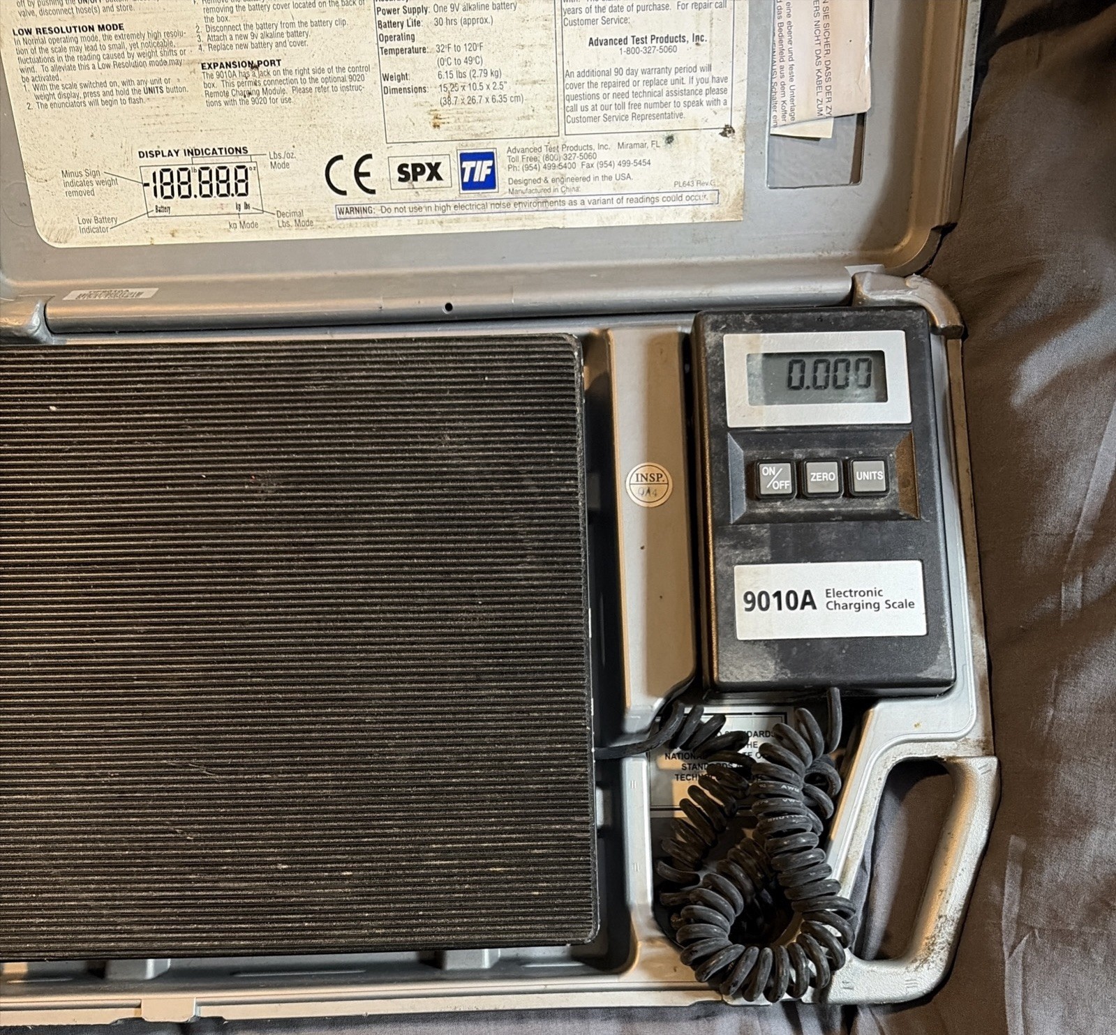 TIF 9010A Slimline Electronic Refrigerant Charging Scale w/case