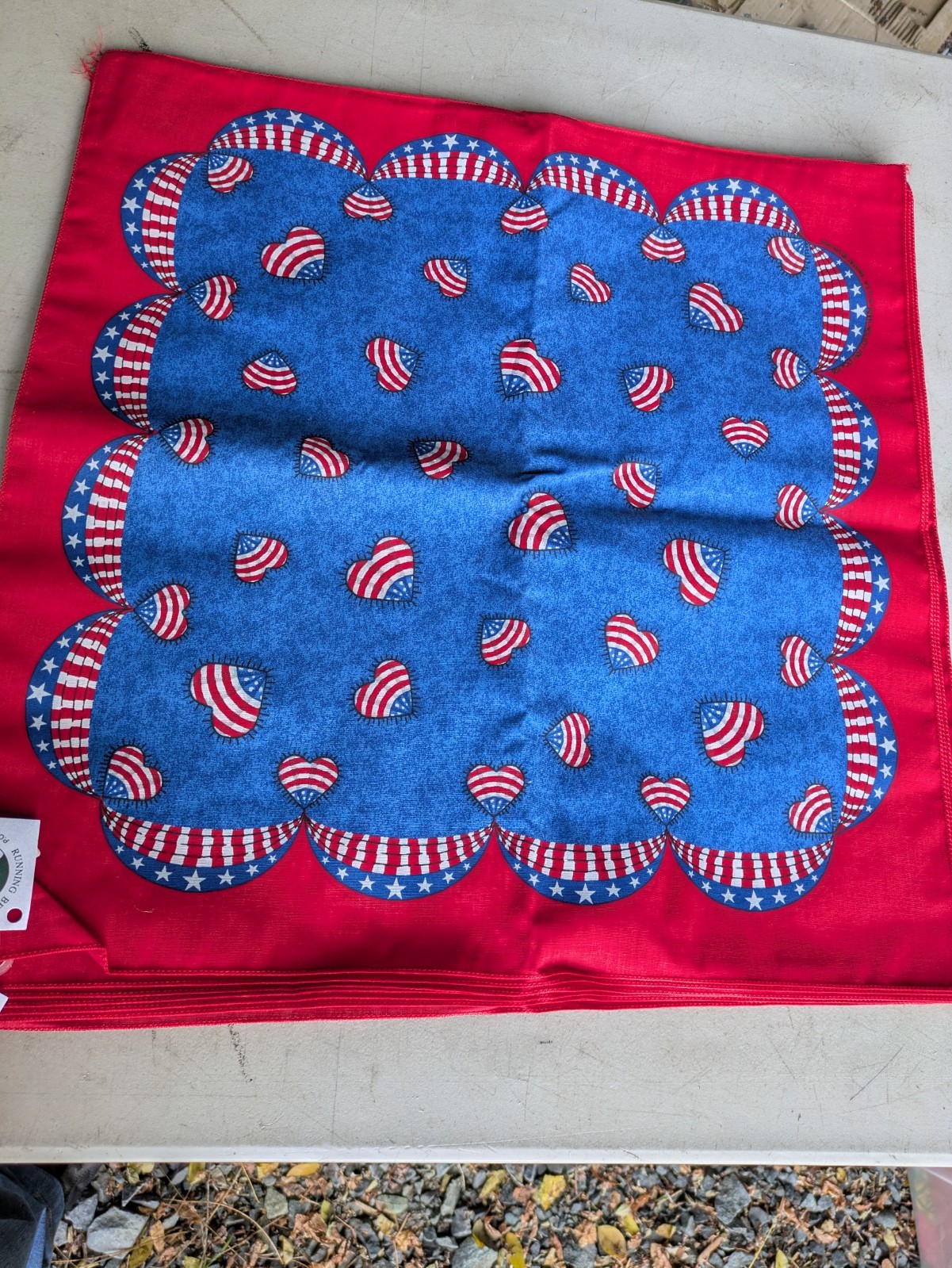 (2) Have A Hank Bandana Handkerchief Patriotic Red White Blue Made in USA Hearts