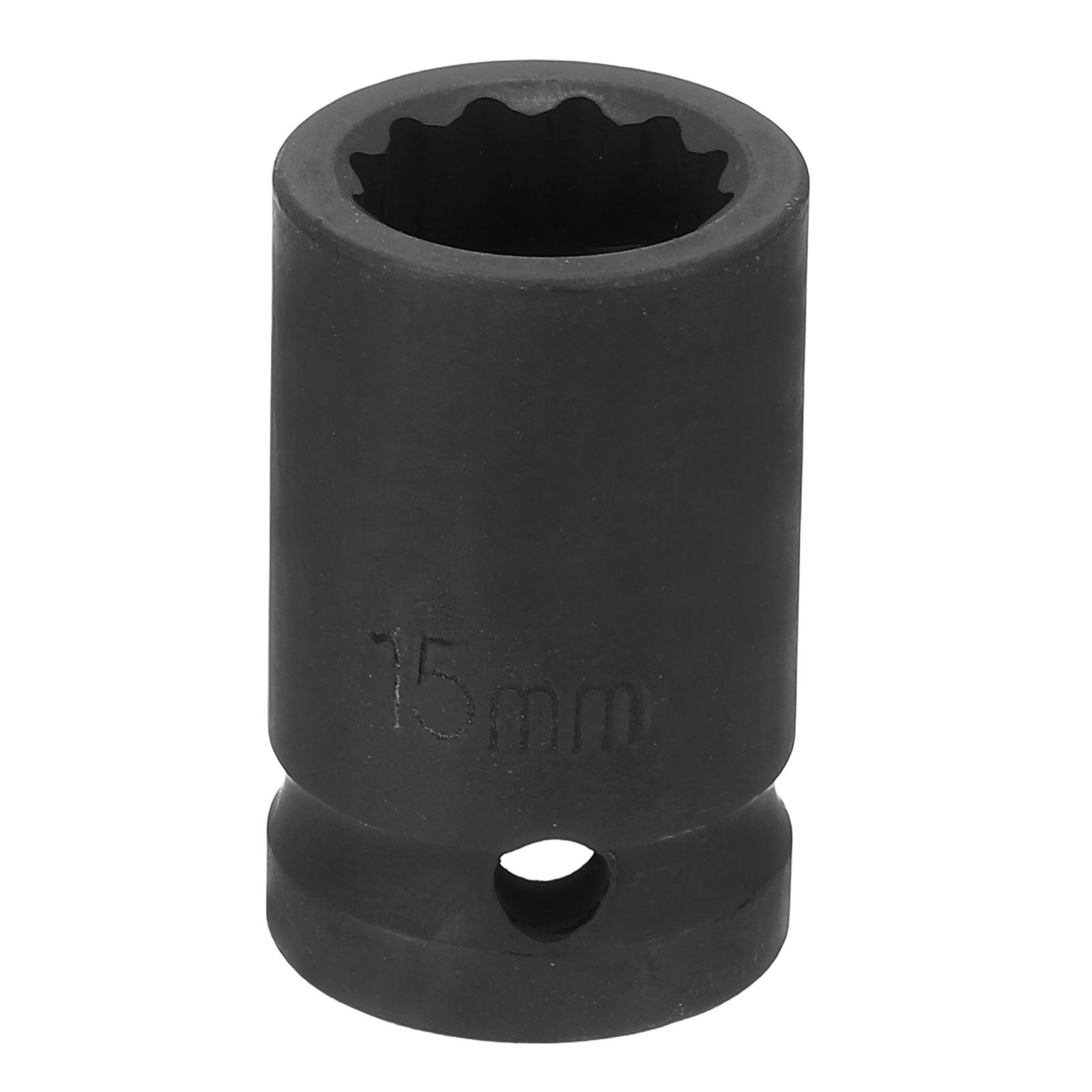 12-Point Impact Socket 1/2 Inch Drive 15mm Metric Cr-V Shallow Impact Socket