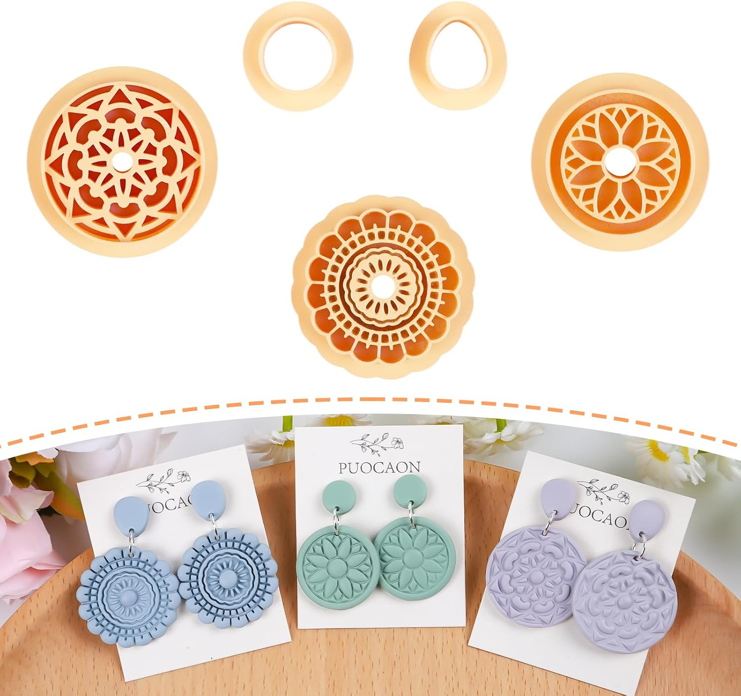 Boho Polymer Clay Cutters - 5 Pcs Floral Clay Cutters for Polymer Clay Jewelry M