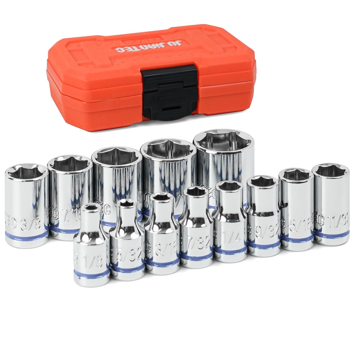 1/4" Drive SAE Master Socket Set, 13-Piece Shallow Hex Socket Set (1/8" - 5/8...