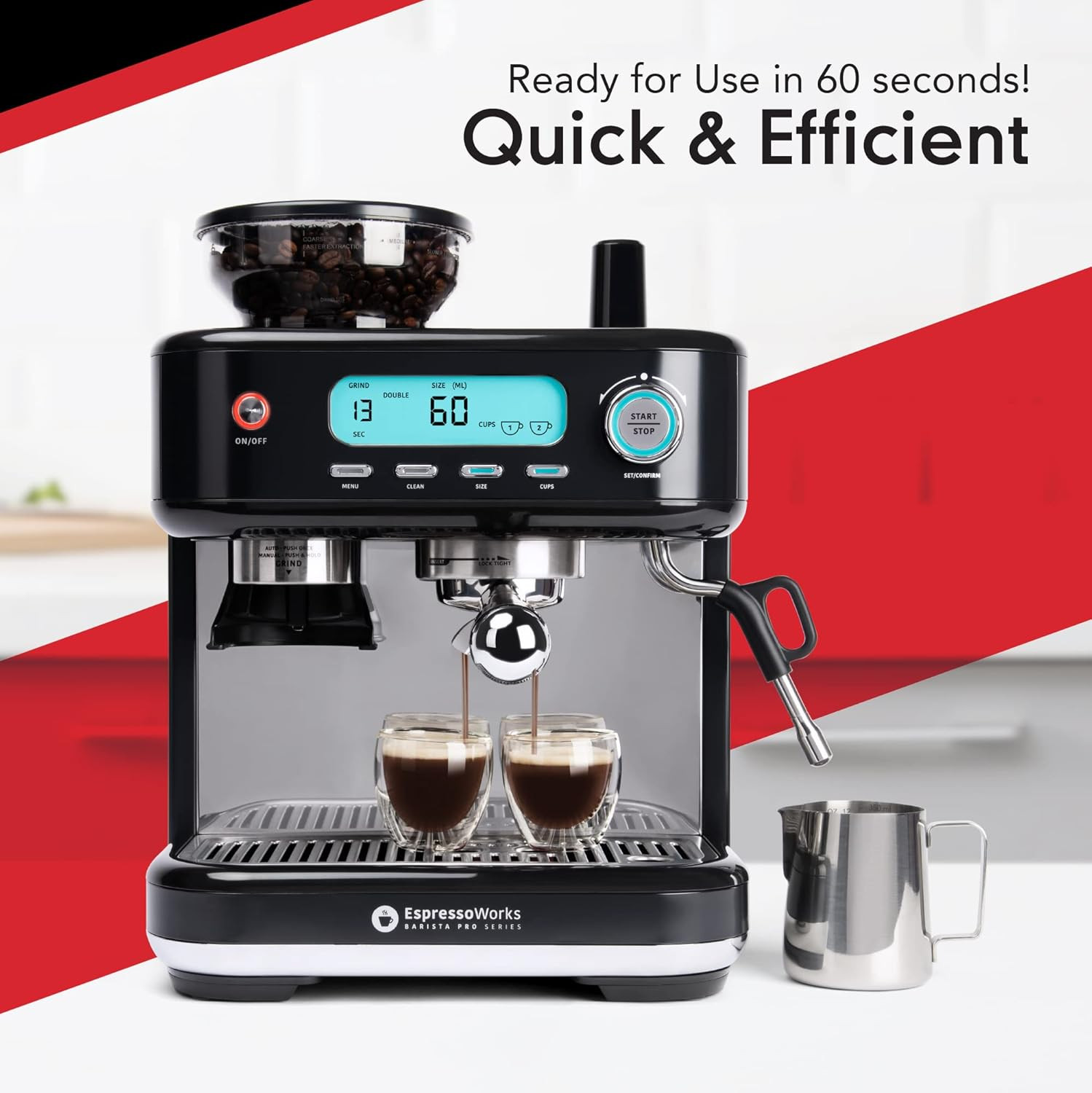 Barista Pro Espresso Machine & Grinder - 30-Piece Bundle (Black)