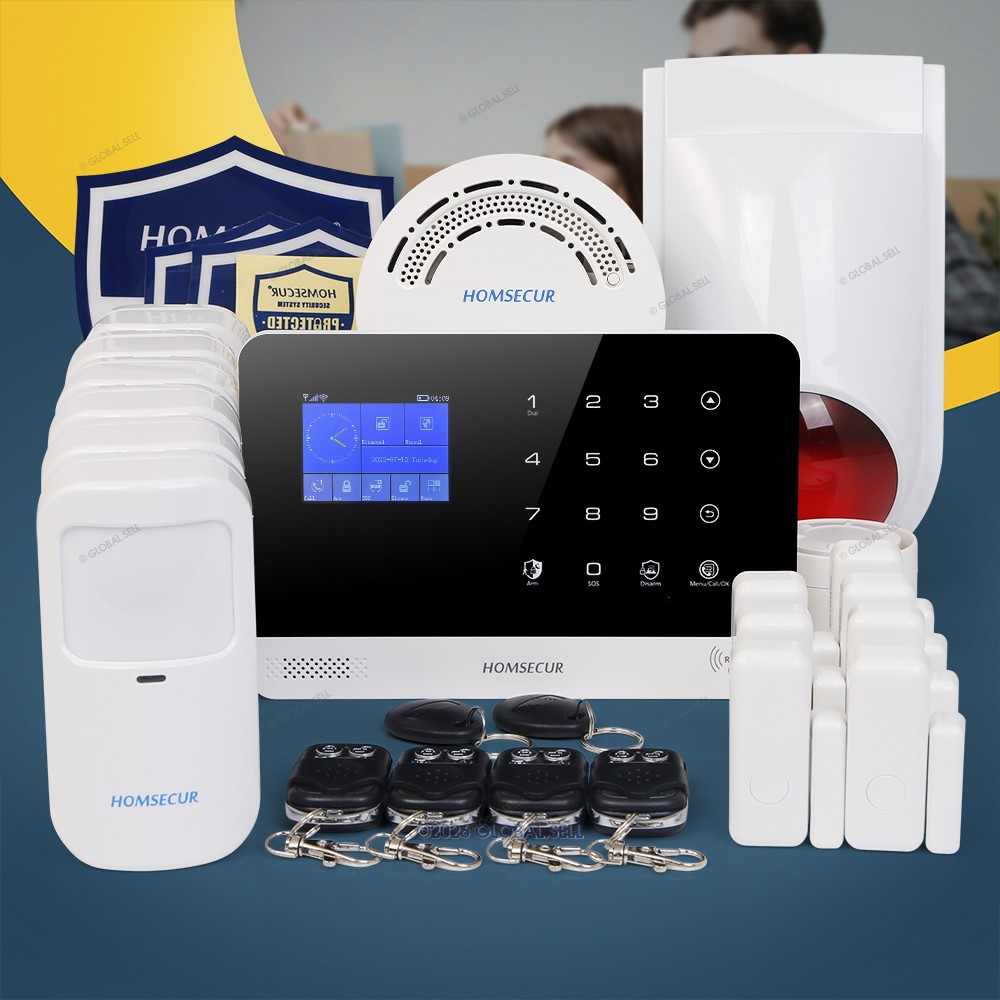 HOMSECUR Wireless WIFI 4G RFID LCD Burglar Alarm System with Red Flash Siren