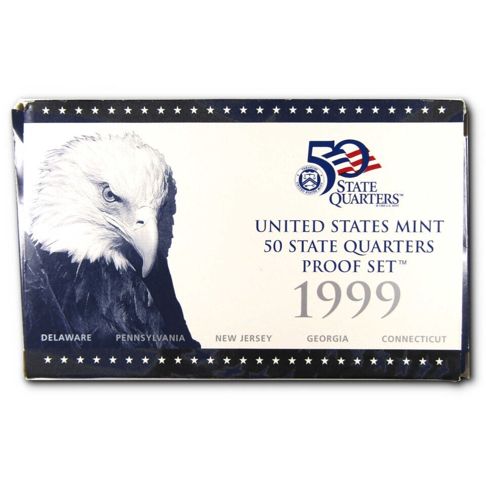 1999 State Quarter Clad Proof Set U.S. Mint Packaging OGP COA